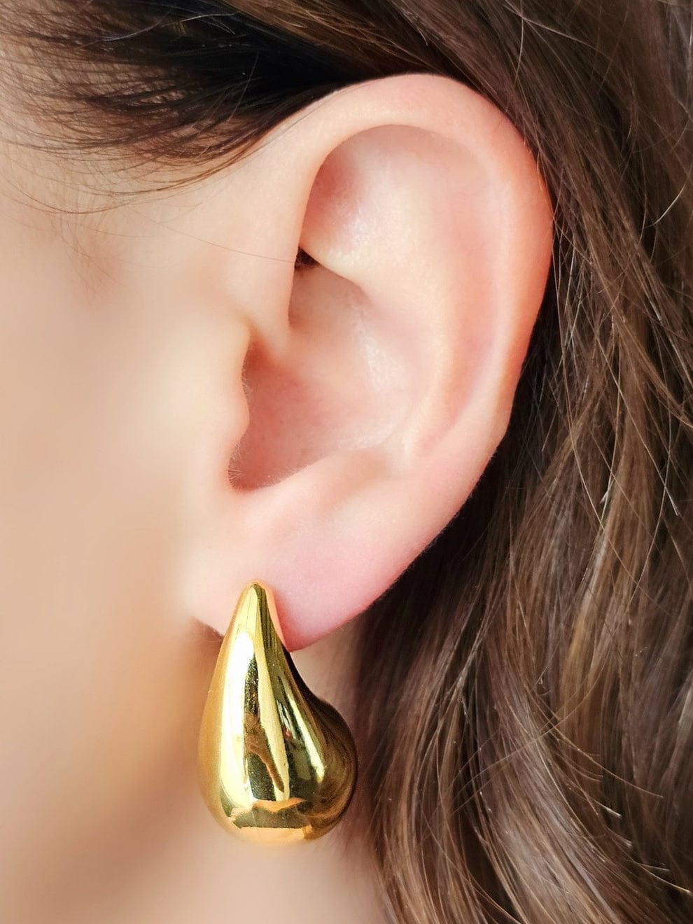 Elli Orecchini Donna A Cerchio Con Ciondolo A Goccia Triangolo: Colore Oro Con Cristalli, Bijoux Moda