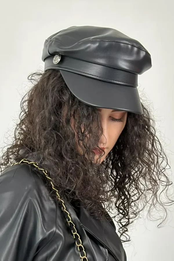 Cappellino Ecopelle - Nero