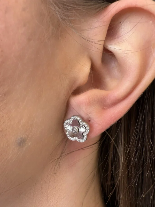 Orecchini Fiorellino Strass - Argento