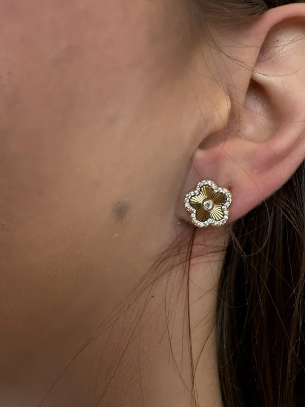 Orecchini Fiorellino Strass - Argento - immagine 3