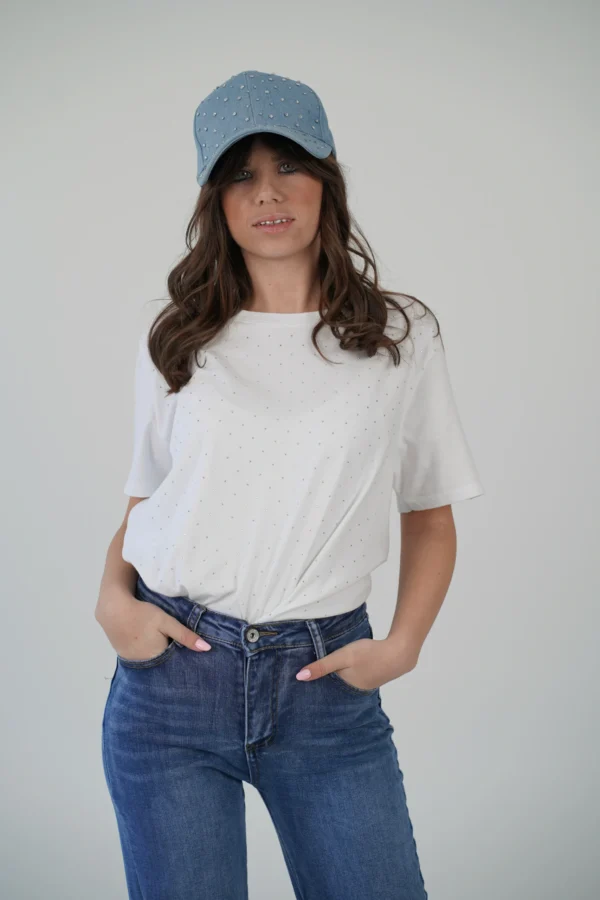 T-Shirt Strass - Bianco