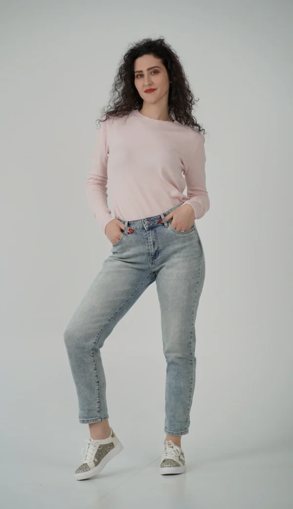 Jeans Mom Fit - Denim Blu Chiaro