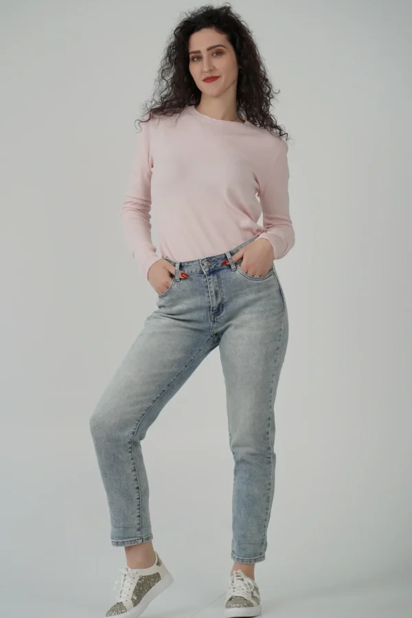 Jeans Mom Fit - Denim Blu Chiaro