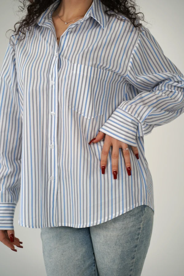 Camicia Taschina - Righe Azzurre / Nocciola - immagine 3
