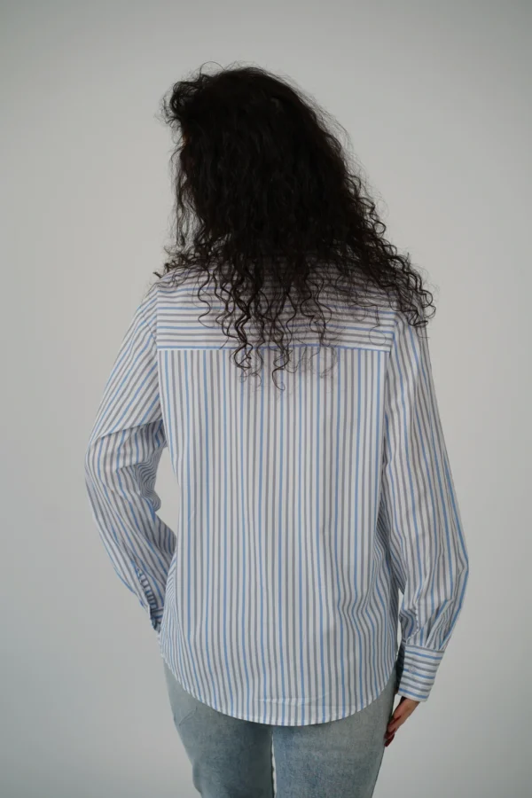 Camicia Taschina - Righe Azzurre / Nocciola - immagine 4