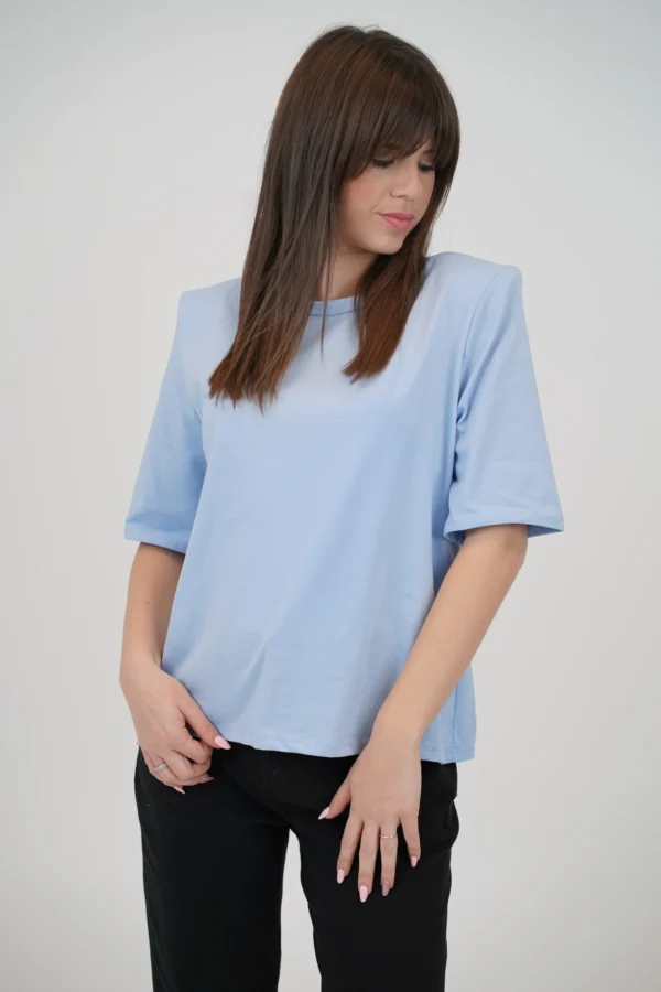 T-Shirt Spallina Imbottita - Azzurro