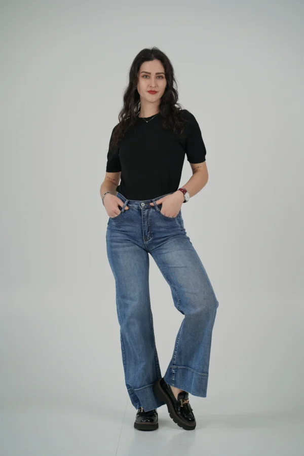 Jeans Wide Leg Risvolto