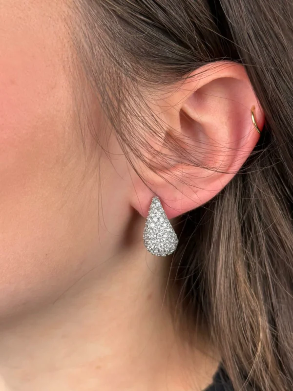 Orecchini Goccia Strass - Argento