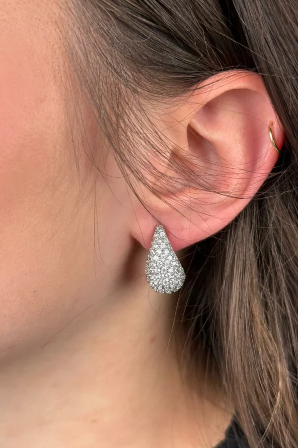 Orecchini Goccia Strass - Argento