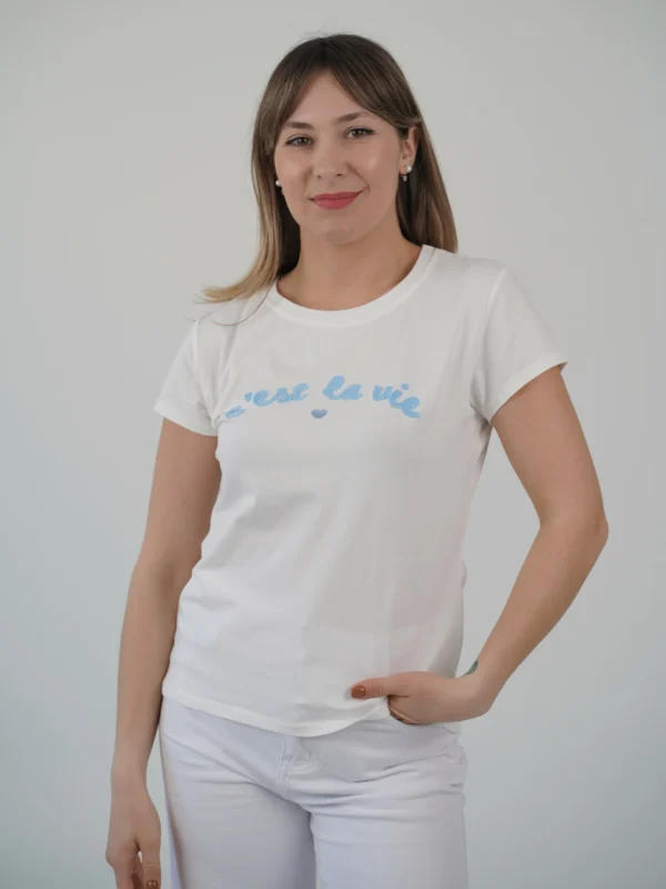 T-Shirt C'est La Vie - Azzurro