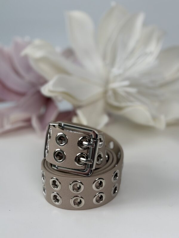 Cinturone Occhielli Argento - Beige