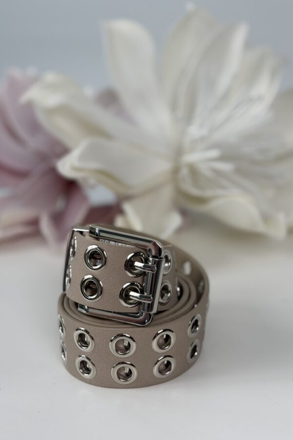 Cinturone Occhielli Argento - Beige