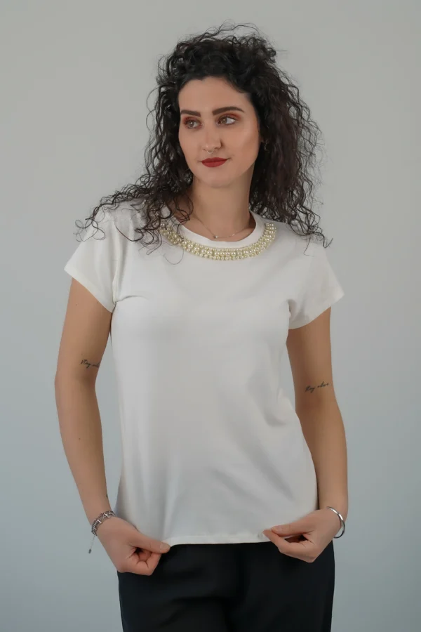 T-Shirt Collo Perline - immagine 3