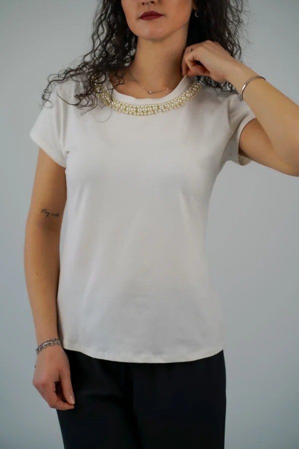 T-Shirt Collo Perline - immagine 4