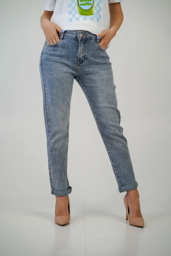 Jeans Mom Fit Brillantini - Blu Jeans - immagine 2