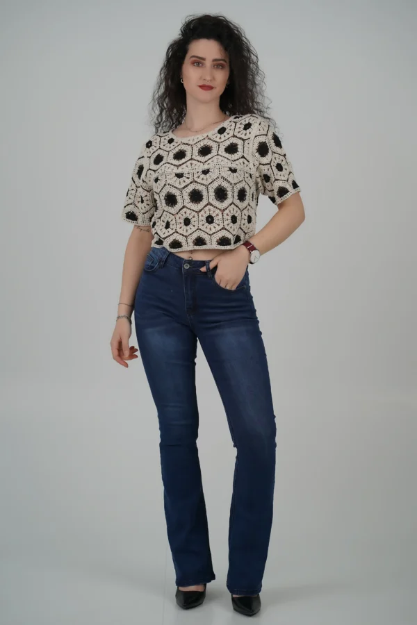 Maglia Crochet - Panna/Nero - immagine 2