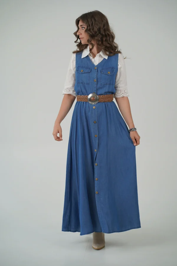 Abito Chemisier Smanicato in Jeans - immagine 2