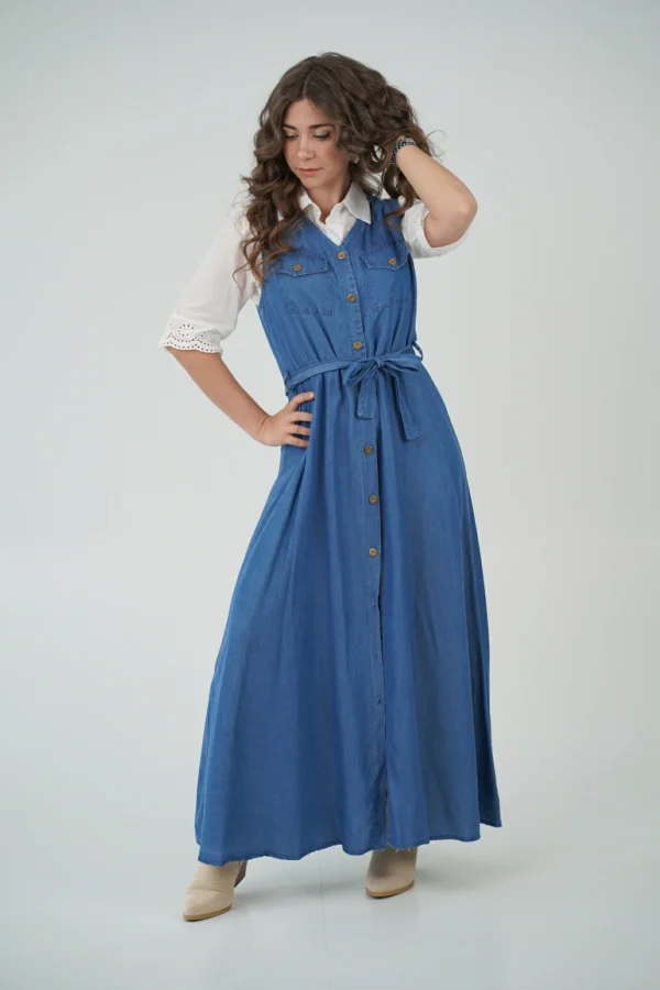 Abito Chemisier Smanicato in Jeans - immagine 3