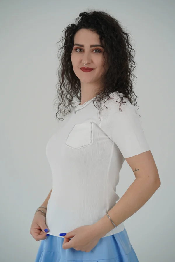 Maglia Collo e Taschina Brillantini - immagine 4