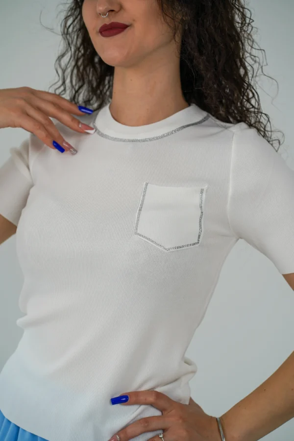 Maglia Collo e Taschina Brillantini - immagine 5