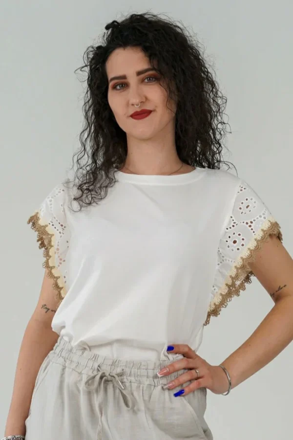 T-Shirt Manichetta Sangallo