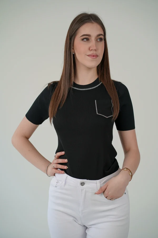 Maglia Collo e Taschina Brillantini - immagine 3
