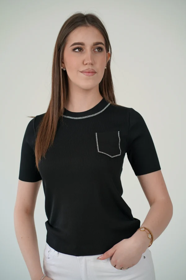 Maglia Collo e Taschina Brillantini