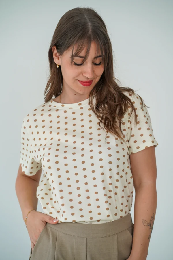 T-Shirt Pois Nocciola - immagine 2