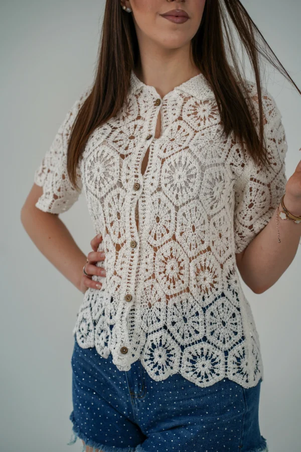 Maglia Polo Crochet Ayla - immagine 3