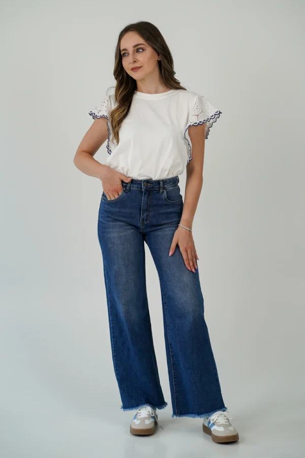 Jeans Blu Scuro Sfrangiato