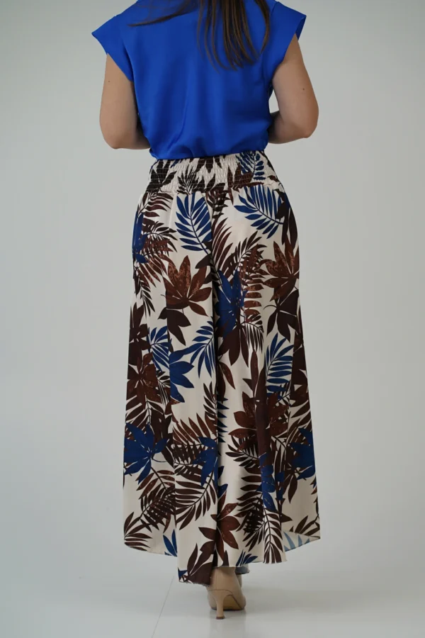 Pantalone Trapezio - Foglie Blu e Cioccolato - immagine 4