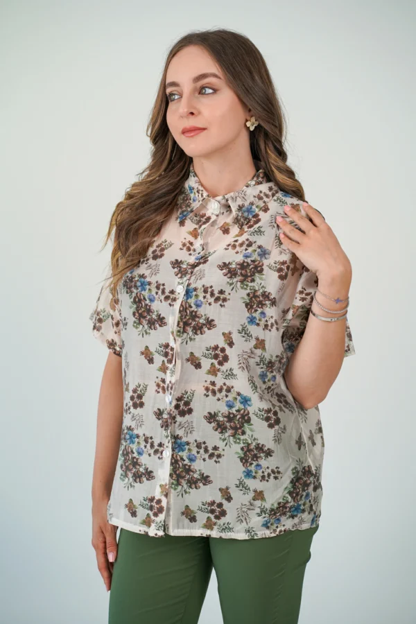 Camicia Chelsea - Fiori Cioccolato e Avio - immagine 4