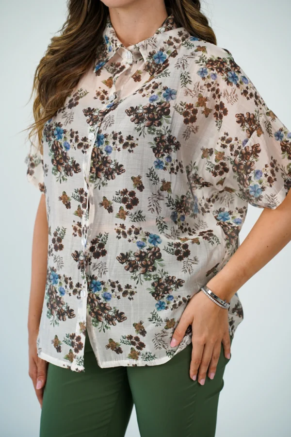 Camicia Chelsea - Fiori Cioccolato e Avio - immagine 5