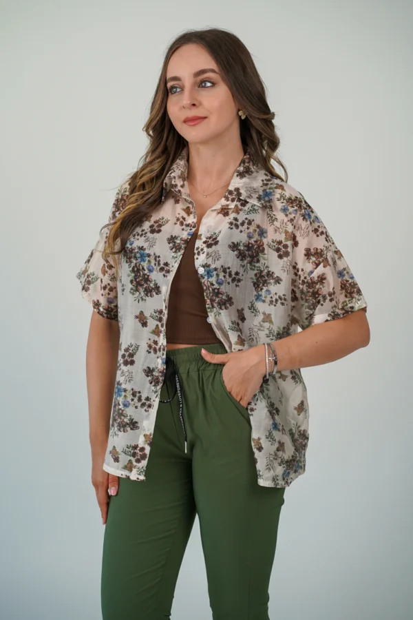 Camicia Chelsea - Fiori Cioccolato e Avio - immagine 3