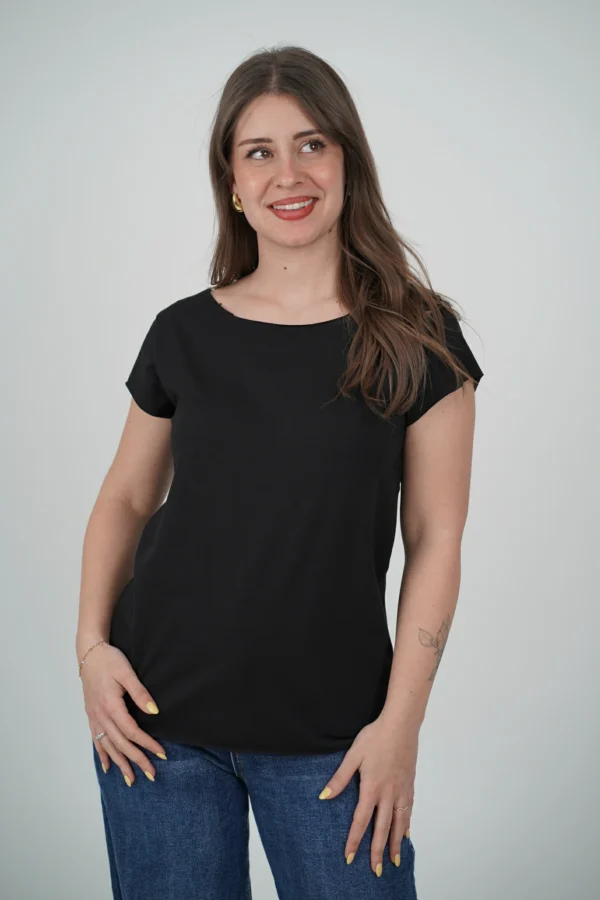 T-Shirt Basica Taglio Vivo - Nero