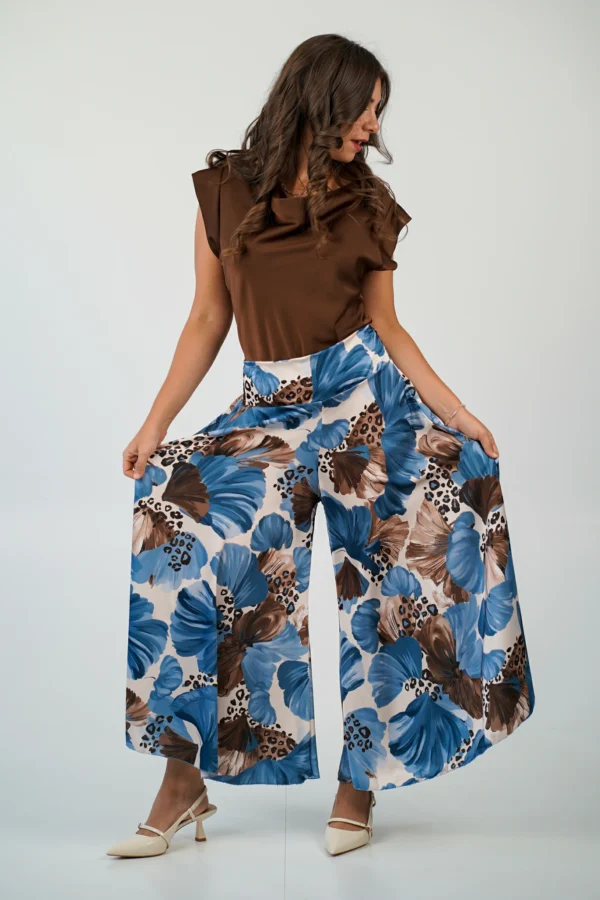 Pantalone Trapezio Leopardato - Avio / Cioccolato - immagine 3