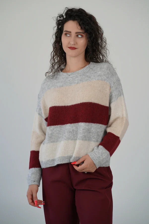 Maglioncino Tricolor - Beige / Bordeaux