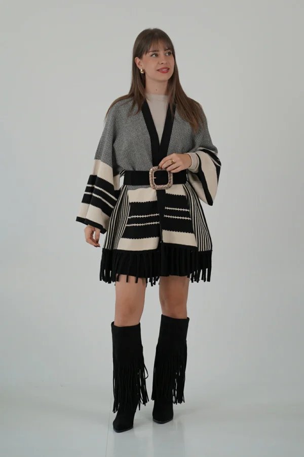 Cardigan Lungo con Frange - immagine 6