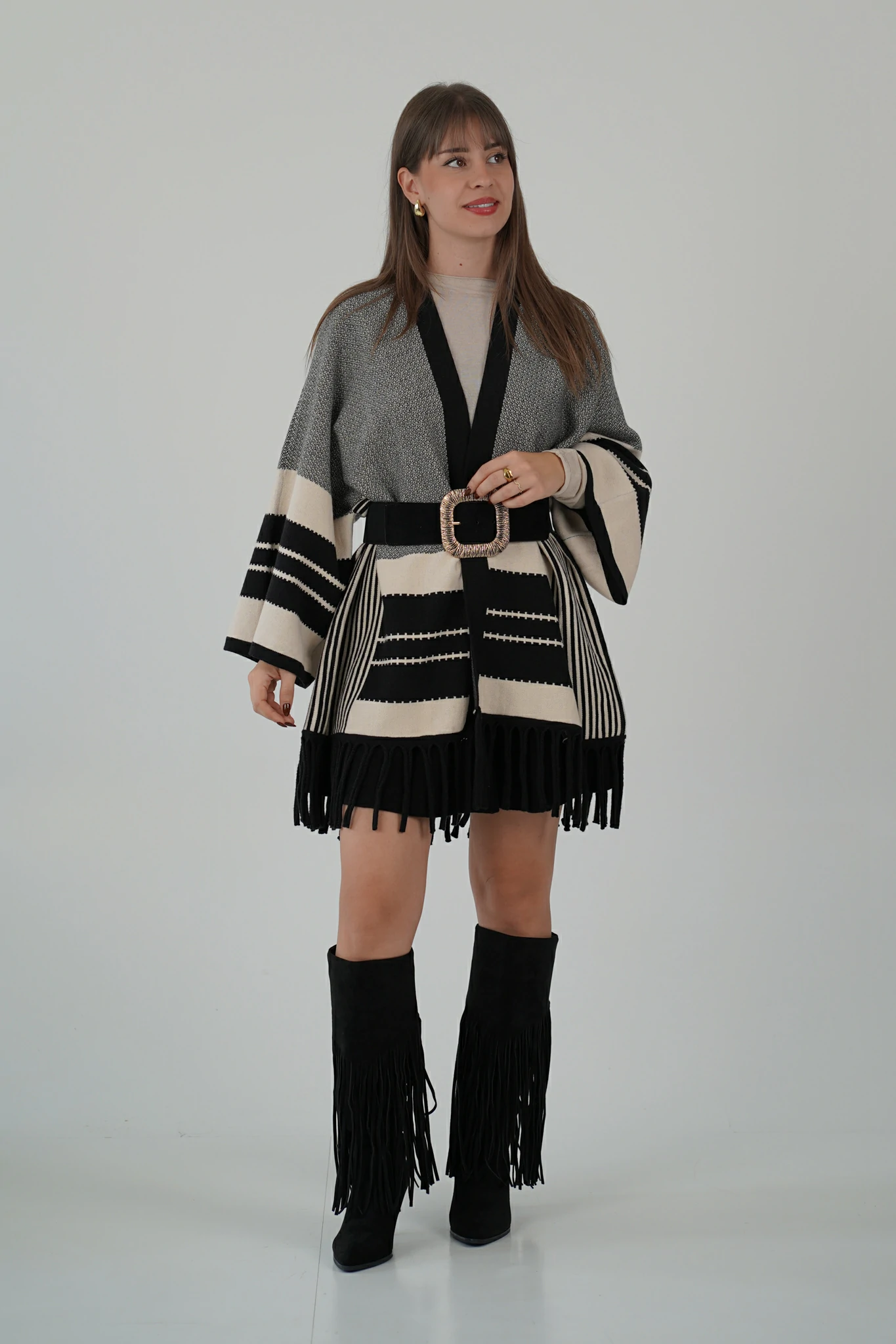 Cardigan Lungo con Frange - immagine 6
