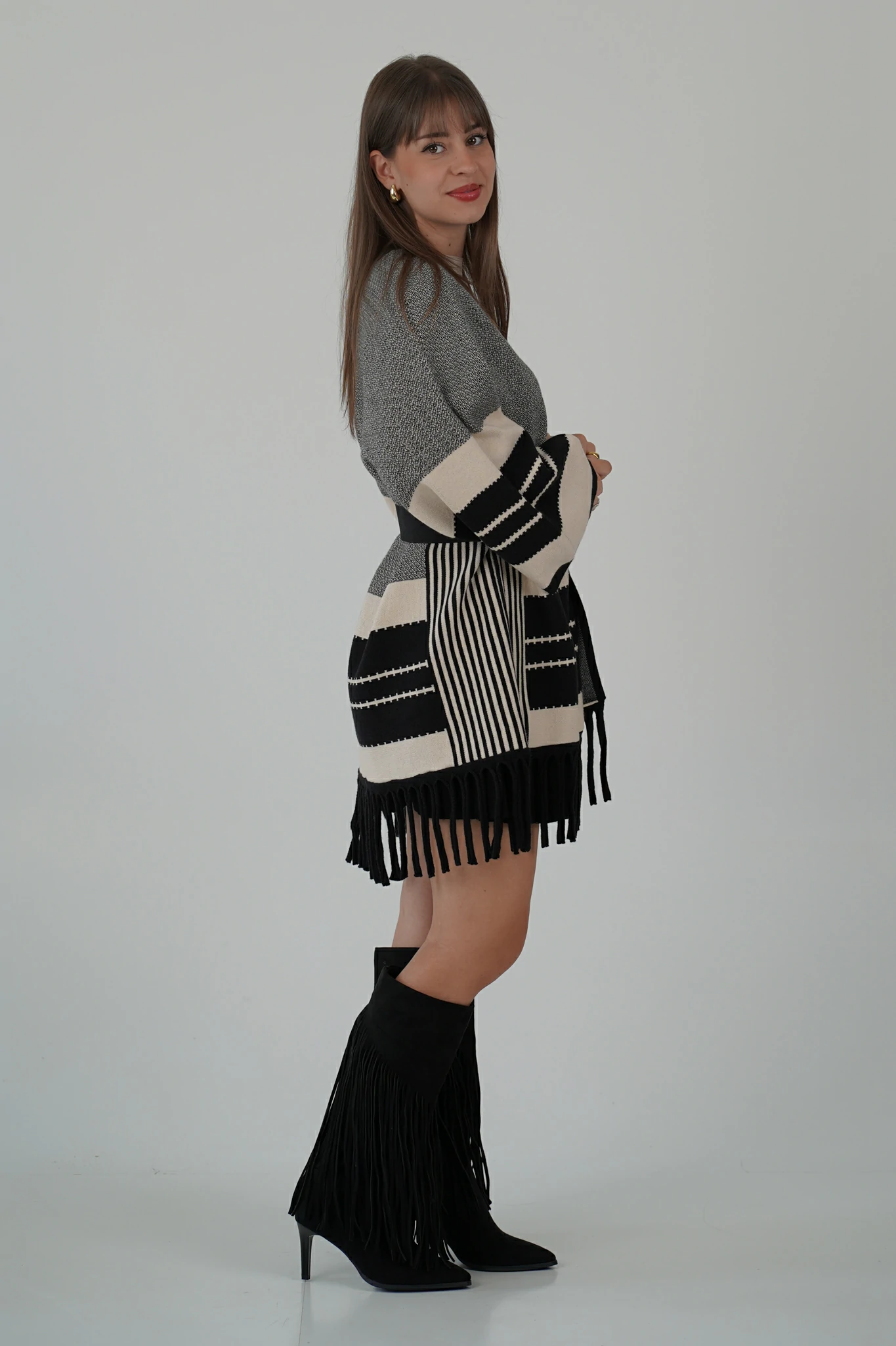 Cardigan Lungo con Frange - immagine 8
