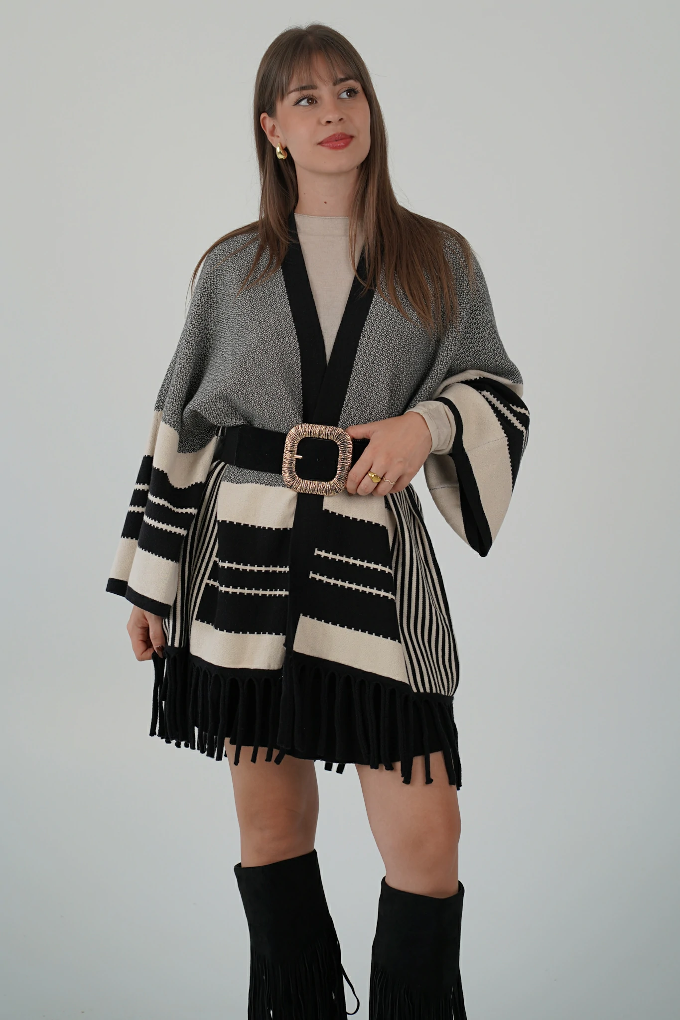 Cardigan Lungo con Frange - immagine 4