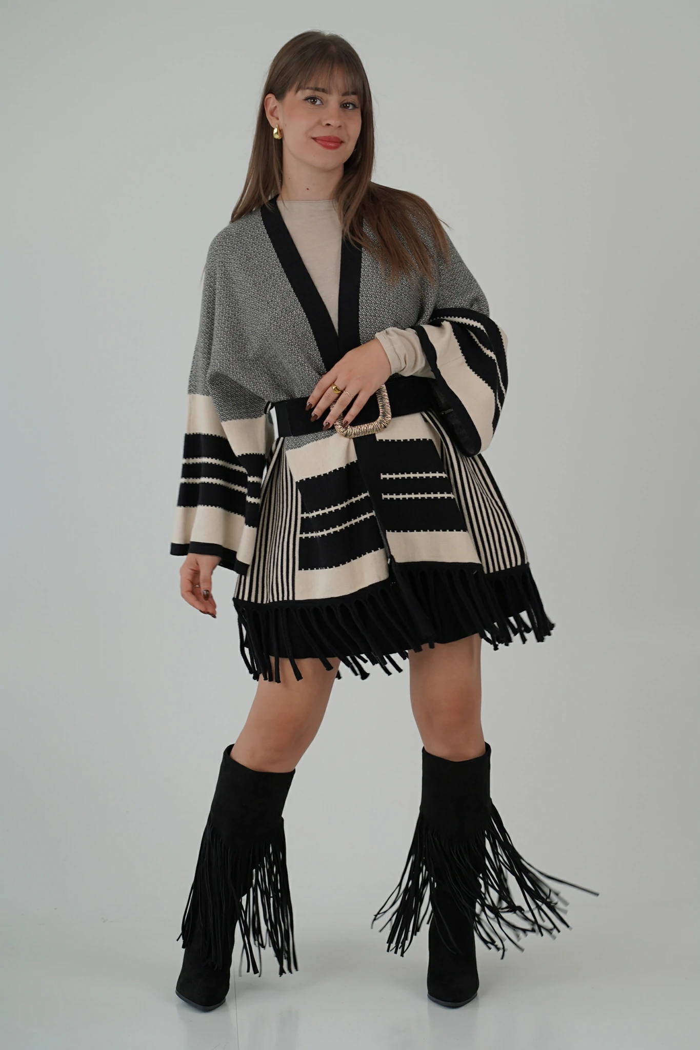 Cardigan Lungo con Frange - immagine 2