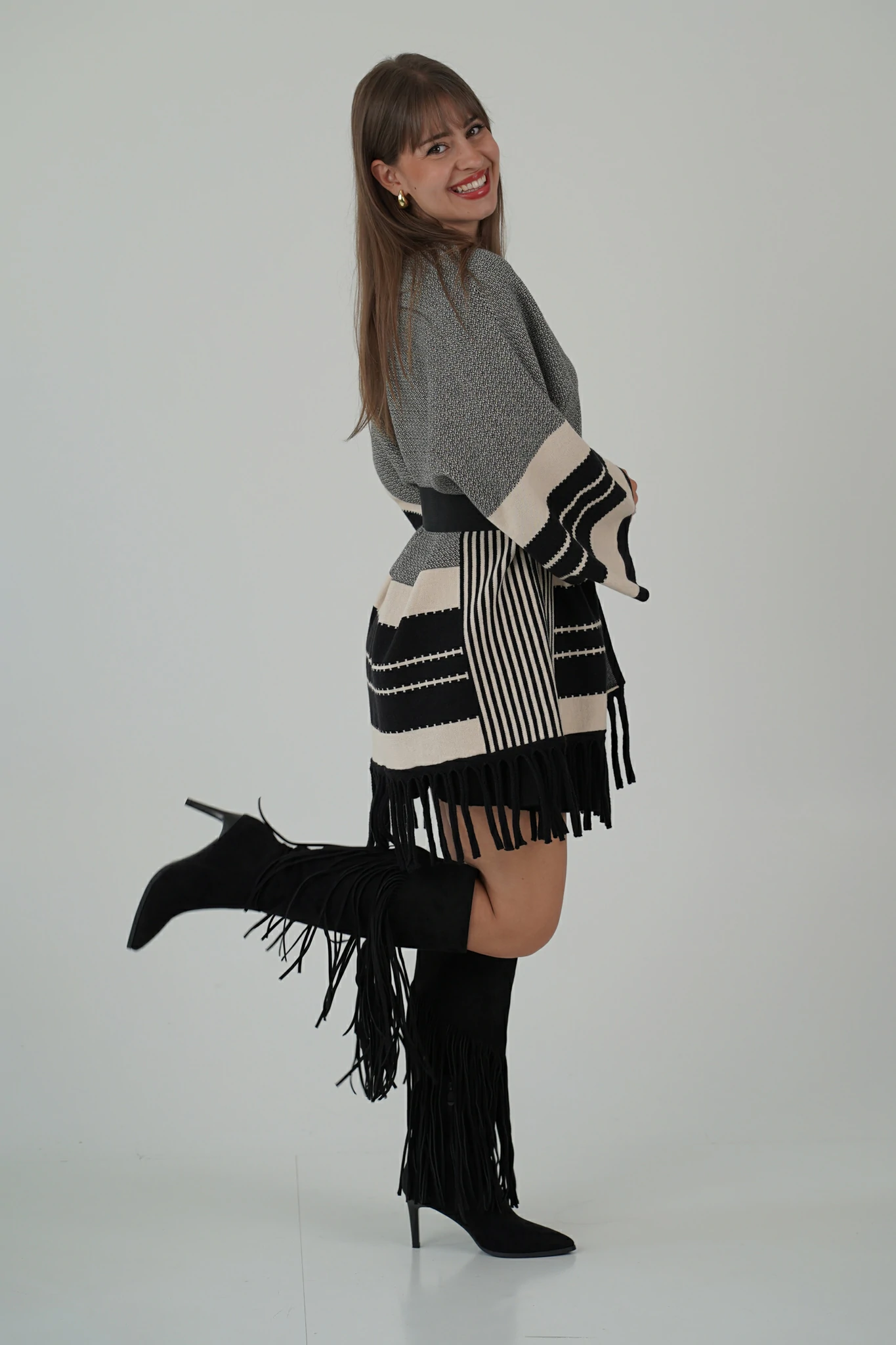 Cardigan Lungo con Frange - immagine 7