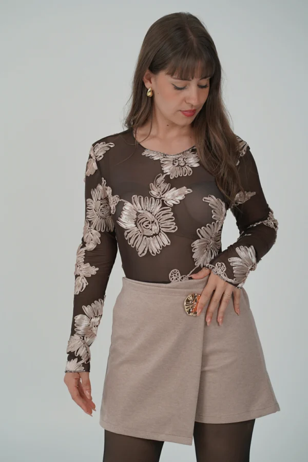 Body Tulle con Fiori