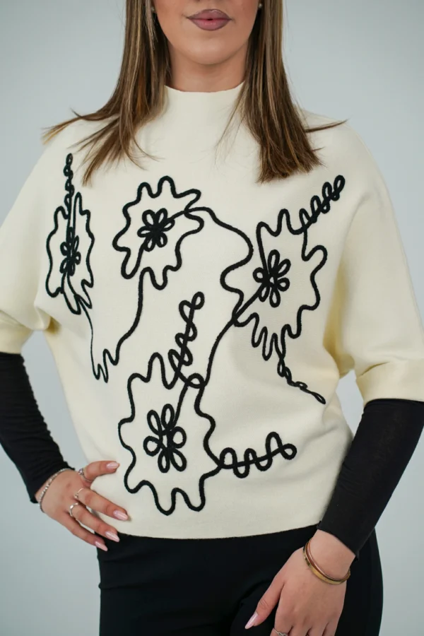 Maglia Fiori Ricamati - immagine 2