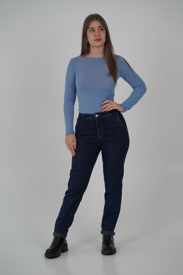 Jeans Mom Fit Felpato