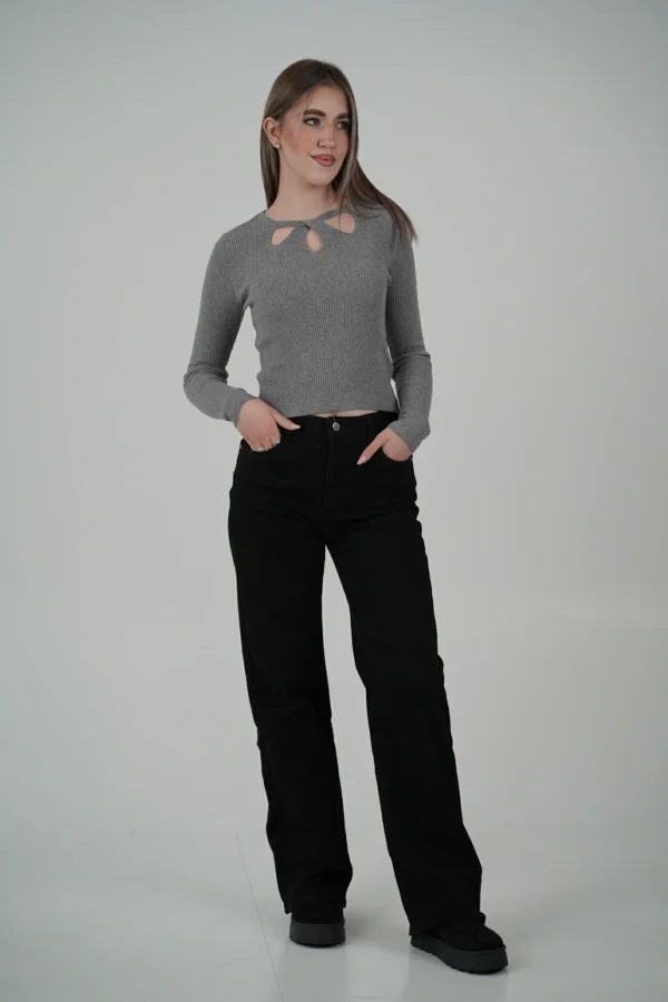 Jeans Palazzo Felpato Nero