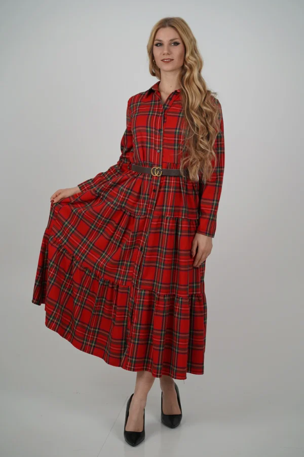 Abito Chemisier Tartan - Rosso