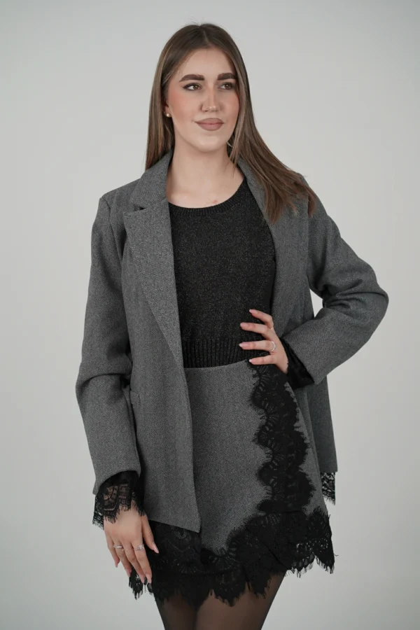 Blazer Spina di Pesce con Pizzo