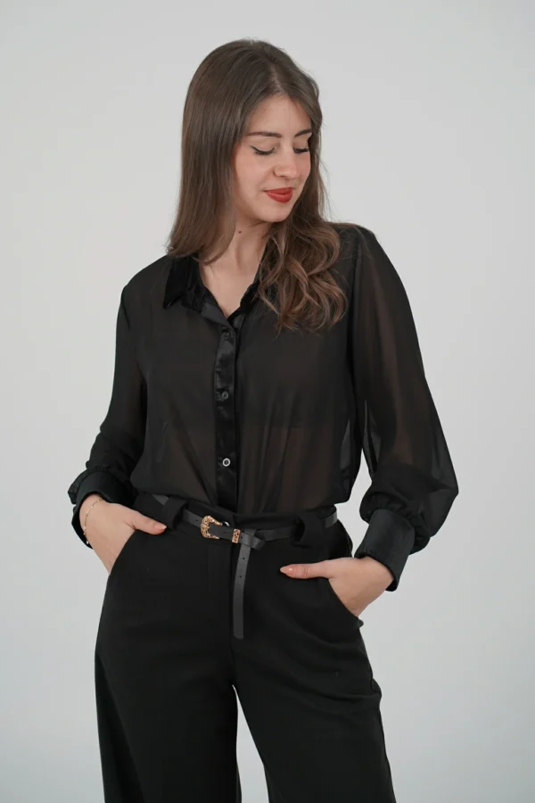 Camicia in Voile e Velluto